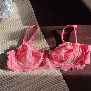 Skarlett Blue Lace Balconette Bra in Vibrant Coral 34 DD